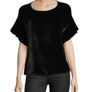AG Adriano Goldschmied Black Velvet Top Size Small‎ WVV70453